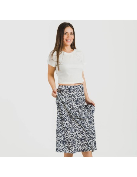 Falda midi viscosa bambula Aladero azul Falda midi viscosa bambula Aladero azul