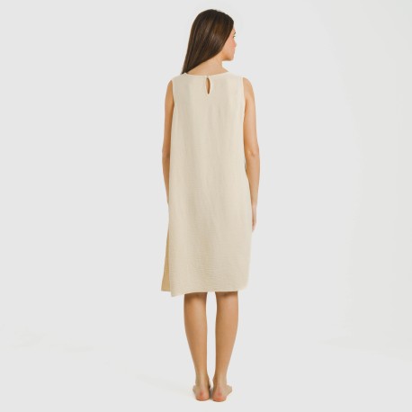 Vestido corto tirantes bambula liso