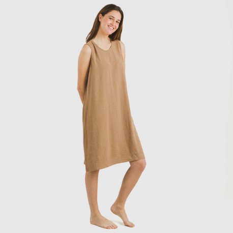 Vestido corto tirantes bambula liso