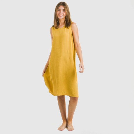 Vestido corto tirantes bambula liso