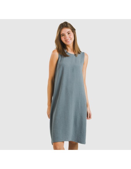 Vestido corto tirantes bambula liso Vestido corto tirantes bambula liso