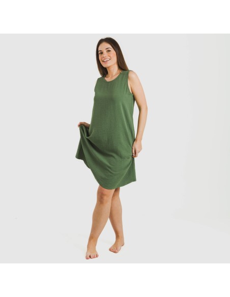 Vestido corto tirantes bambula liso Vestido corto tirantes bambula liso