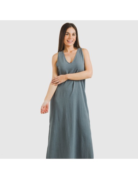 Vestido largo tirantes bambula liso Vestido largo tirantes bambula liso