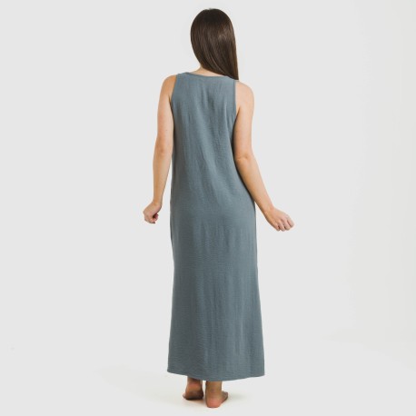 Vestido largo tirantes bambula liso