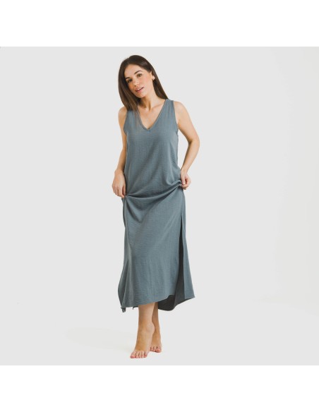 Vestido largo tirantes bambula liso Vestido largo tirantes bambula liso