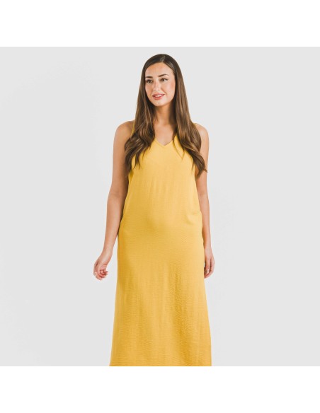 Vestido largo tirantes bambula liso Vestido largo tirantes bambula liso