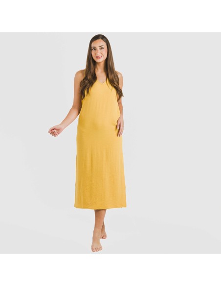 Vestido largo tirantes bambula liso Vestido largo tirantes bambula liso