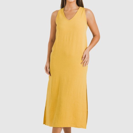 Vestido largo tirantes bambula liso