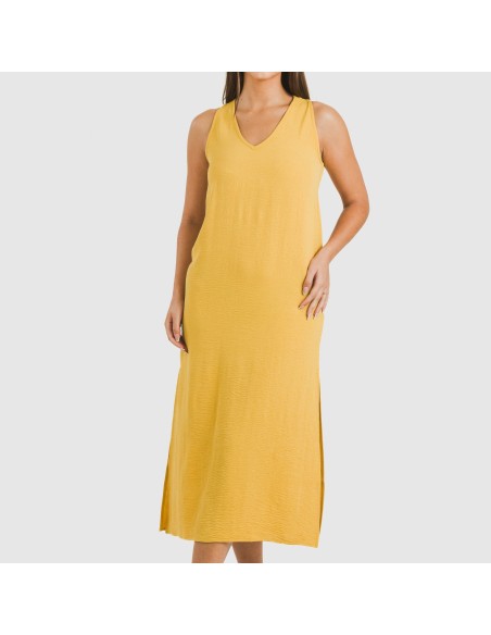 Vestido largo tirantes bambula liso Vestido largo tirantes bambula liso