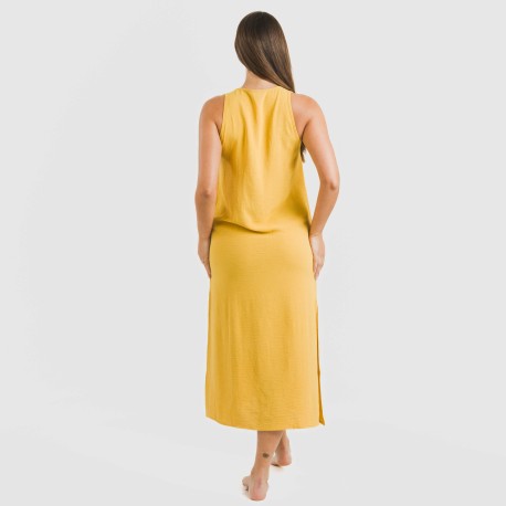 Vestido largo tirantes bambula liso