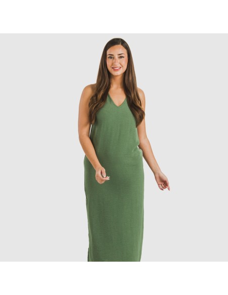 Vestido largo tirantes bambula liso Vestido largo tirantes bambula liso