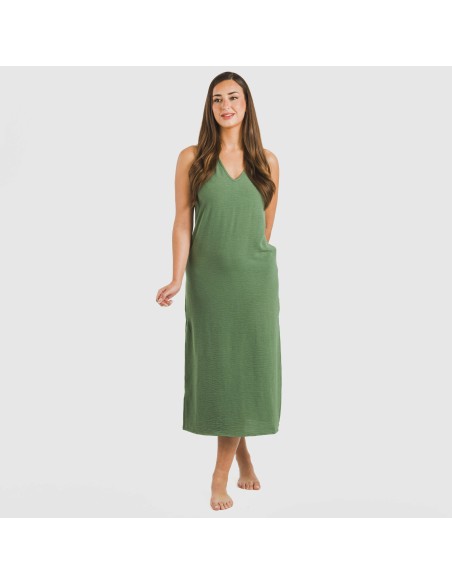 Vestido largo tirantes bambula liso Vestido largo tirantes bambula liso