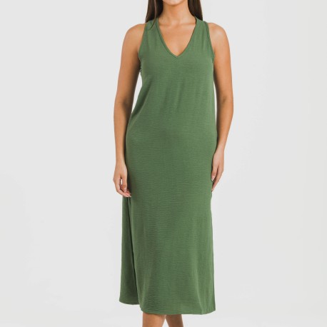 Vestido largo tirantes bambula liso