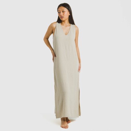 Vestido largo tirantes bambula liso