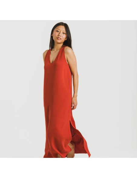 Vestido largo tirantes bambula liso Vestido largo tirantes bambula liso