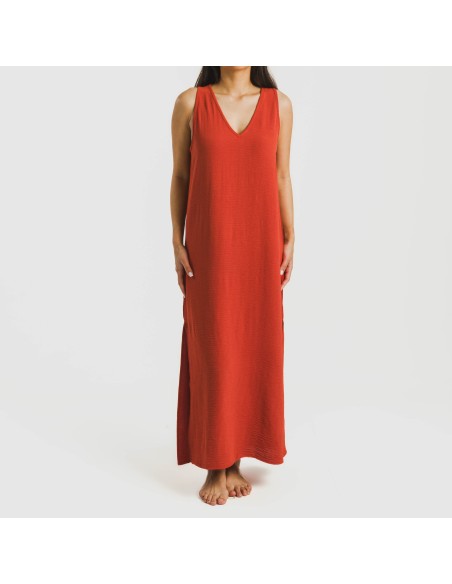 Vestido largo tirantes bambula liso Vestido largo tirantes bambula liso