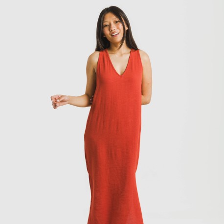 Vestido largo tirantes bambula liso