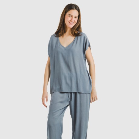 Camiseta manga fluida viscosa bambula lisa