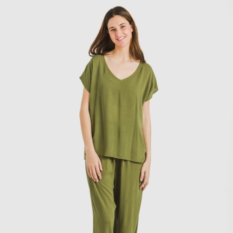 Camiseta manga fluida viscosa bambula lisa