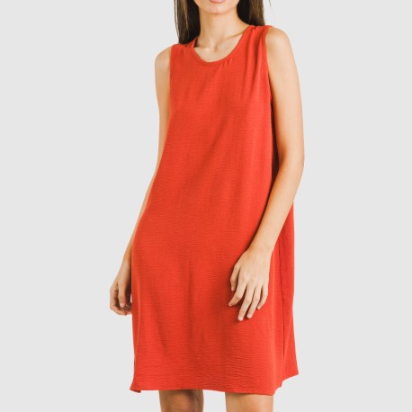 Vestido corto tirantes bambula liso