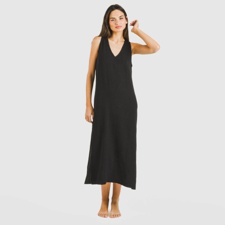 Vestido largo tirantes bambula liso