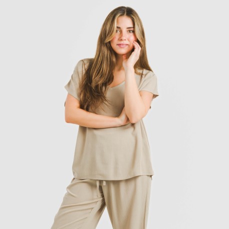 Camiseta manga fluida viscosa bambula lisa