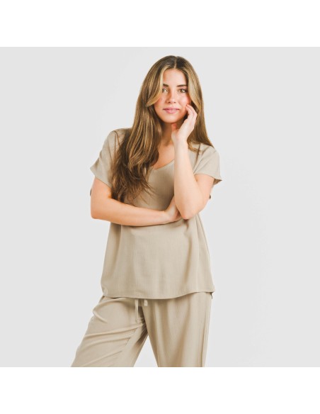 Camiseta manga fluida viscosa bambula lisa Camiseta manga fluida viscosa bambula lisa