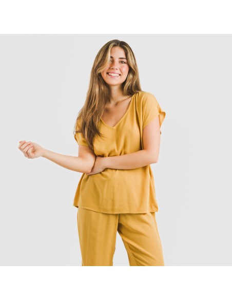 Camiseta manga fluida viscosa bambula lisa Camiseta manga fluida viscosa bambula lisa