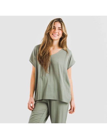 Camiseta manga fluida viscosa bambula lisa Camiseta manga fluida viscosa bambula lisa