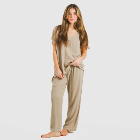 Pantalón largo viscosa bambula liso