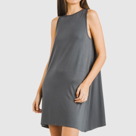 Vestido corto tirantes viscosa liso