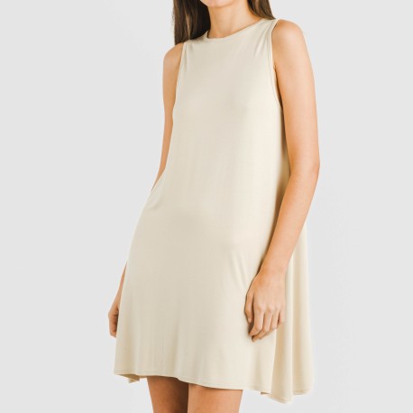 Vestido corto tirantes viscosa liso