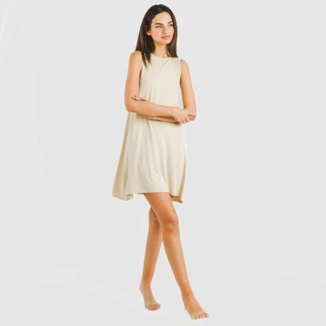 Vestido corto tirantes viscosa liso