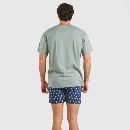Pijama corto algodón hombre Hawat gris verdoso