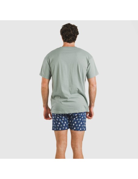 Pijama corto algodón hombre Hawat gris verdoso