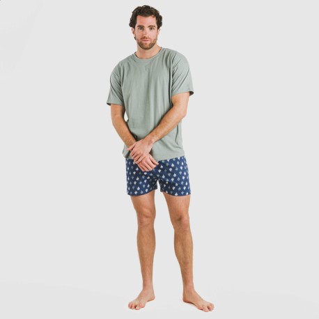 Pijama corto algodón hombre Hawat gris verdoso