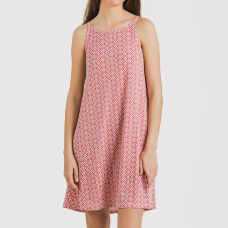 Vestido corto tirantes crepe Dulcinea marsala