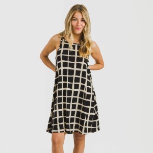 Vestido corto tirantes crepe Naroa beige - negro 2