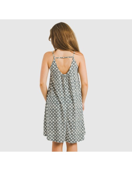 Vestido corto tirantes crepe Narciso indigo