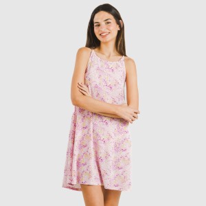 Vestido corto tirantes crepe Aruna malva 2
