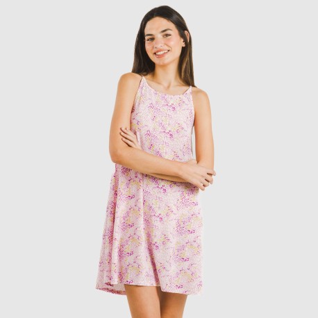 Vestido corto tirantes crepe Aruna malva