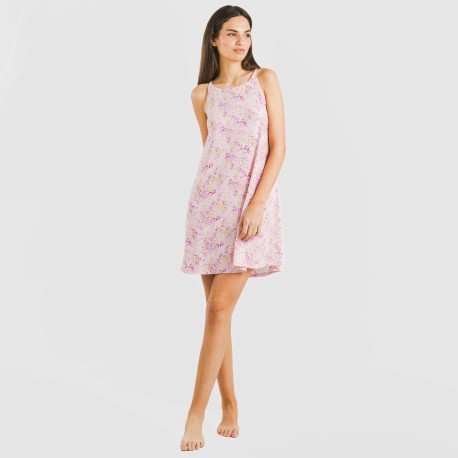 Vestido corto tirantes crepe Aruna malva