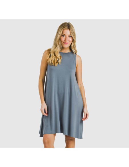 Vestido corto tirantes viscosa liso Vestido corto tirantes viscosa liso