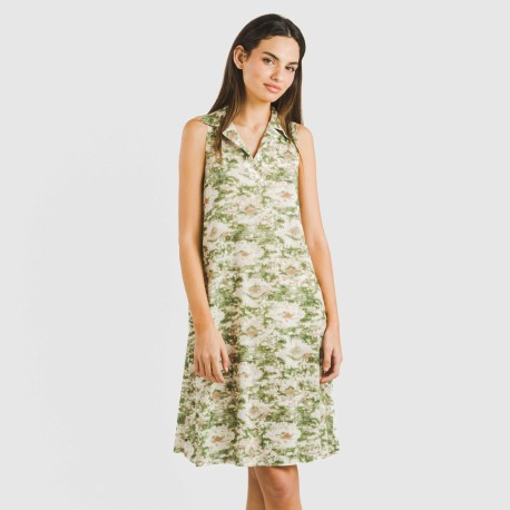 Vestido corto cuello y solapa soft Magnus verde