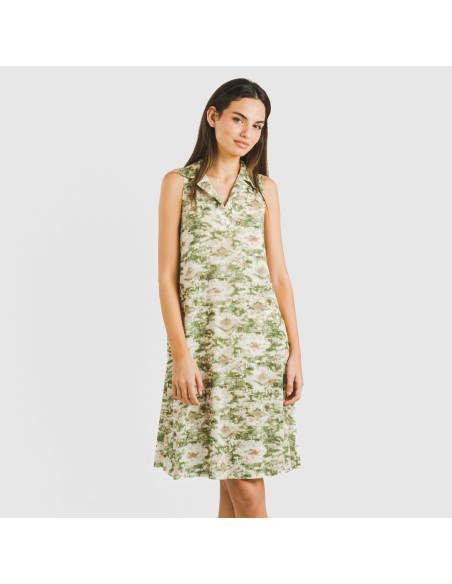 Vestido corto cuello y solapa soft Magnus verde