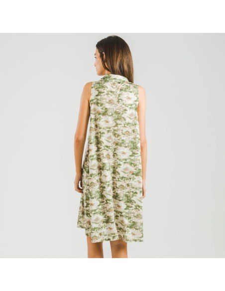 Vestido corto cuello y solapa soft Magnus verde