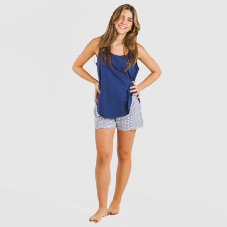 Pijama corto algodón Nett azul