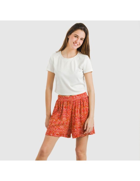 Pantalón corto viscosa bambula Silda teja Pantalón corto viscosa bambula Silda teja