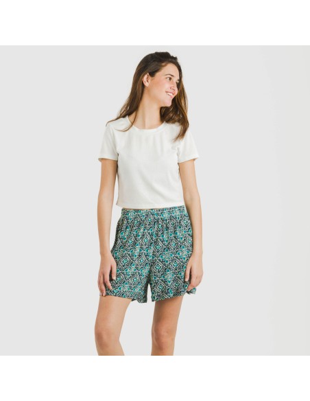 Pantalón corto viscosa bambula Malura agua marina Pantalón corto viscosa bambula Malura agua marina
