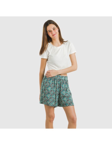 Pantalón corto viscosa bambula Malura agua marina Pantalón corto viscosa bambula Malura agua marina